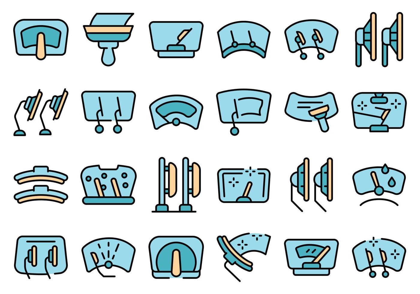 Windshield wiper icons set vector flat
