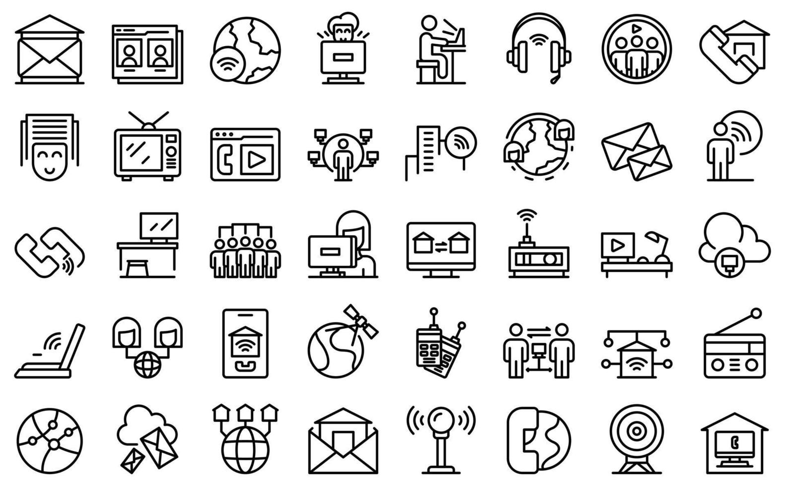 Stay connected icons set outline vector. Home work vector