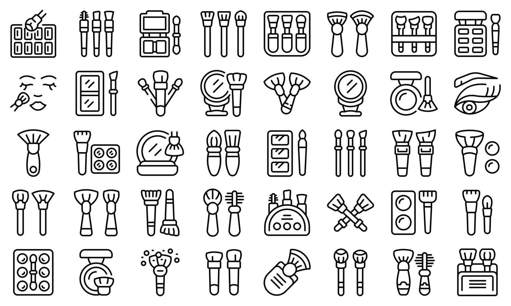 Makeup brush icons set outline vector. Cosmetic makeup vector
