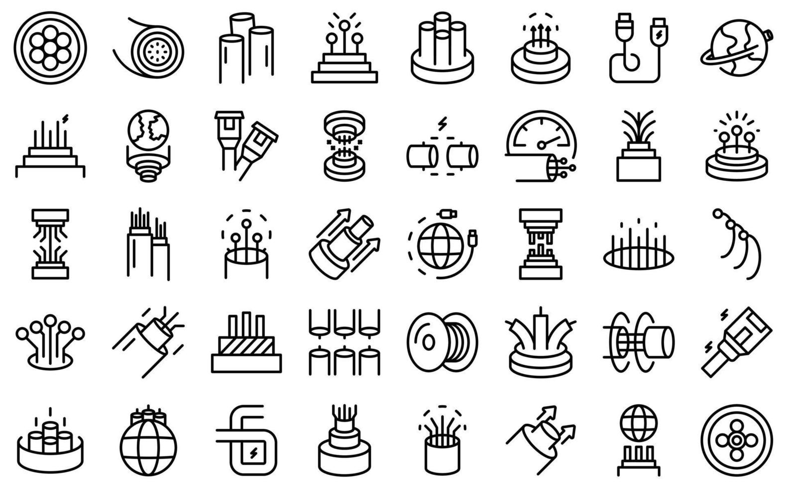 Optic fiber icons set outline vector. Cable wire vector