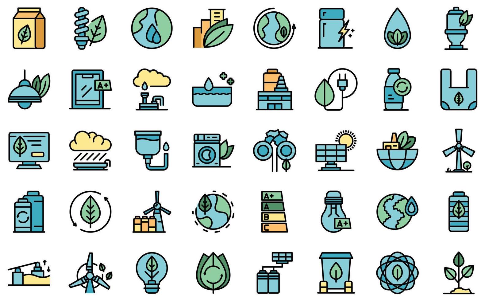 iconos de consumo ecológico establecer vector plano