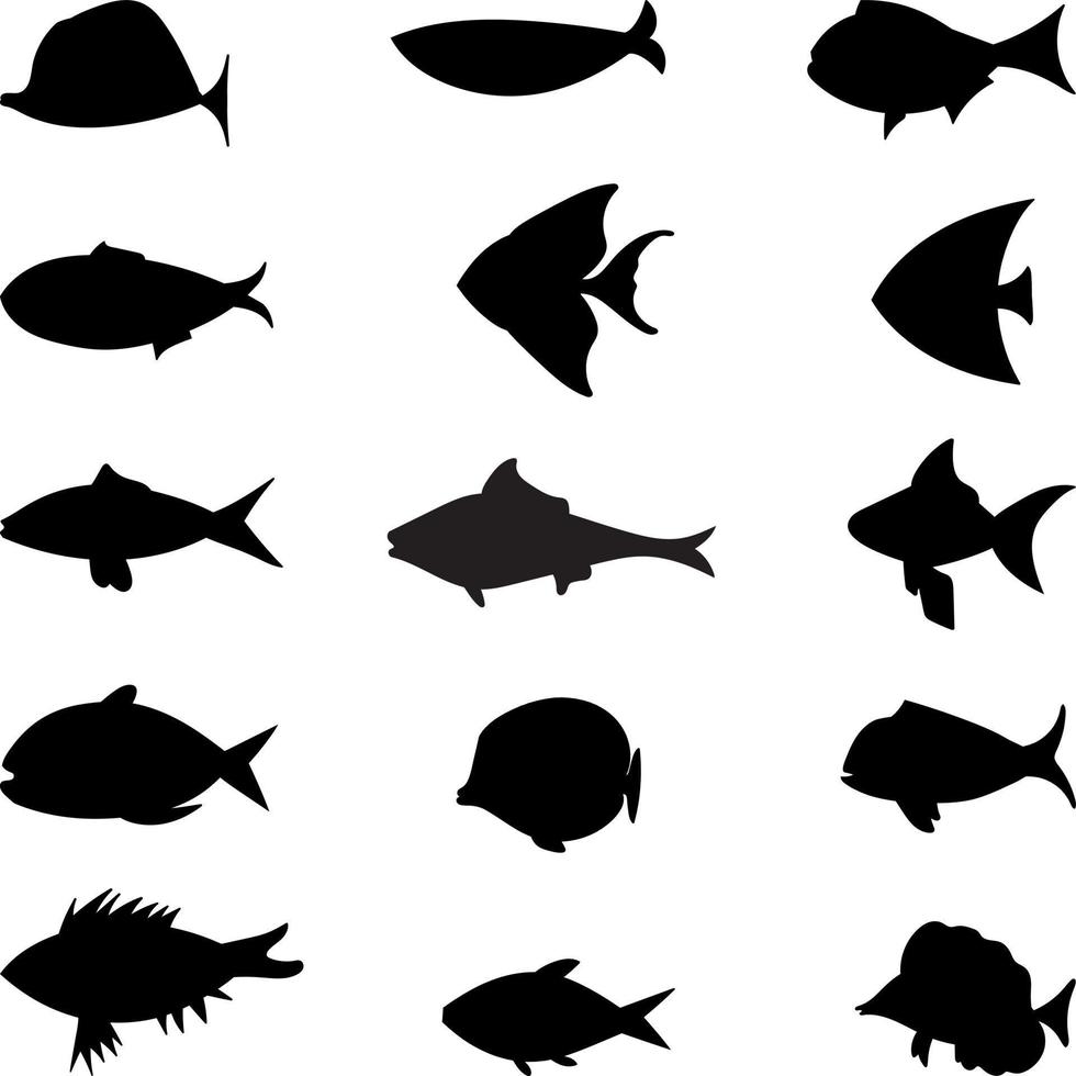 conjunto de peces de dibujos animados. peces planos modernos, peces aislados. pescado de diseño plano. ilustración vectorial, peces. colección de pescado. vector