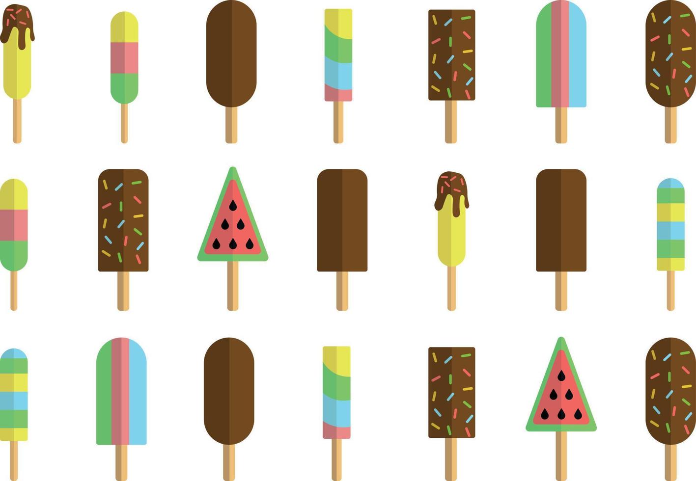 helado en palo aislado sobre fondo blanco. vector de ilustración de verano refrescante dulce helado. paletas heladas de chocolate