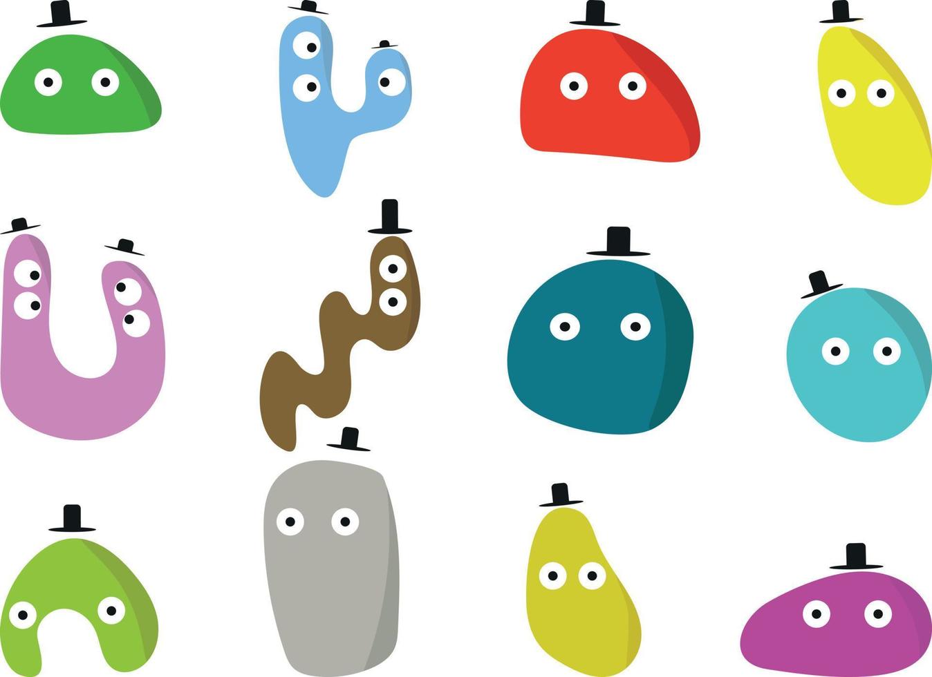 Funny shapes monsters with eyes illustration vector