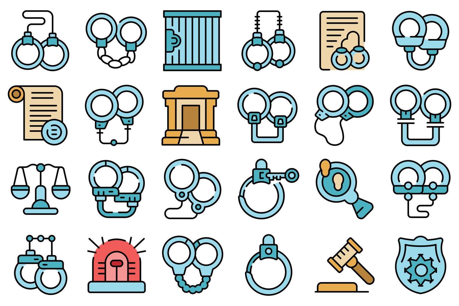 Handcuffs icons set vector flat