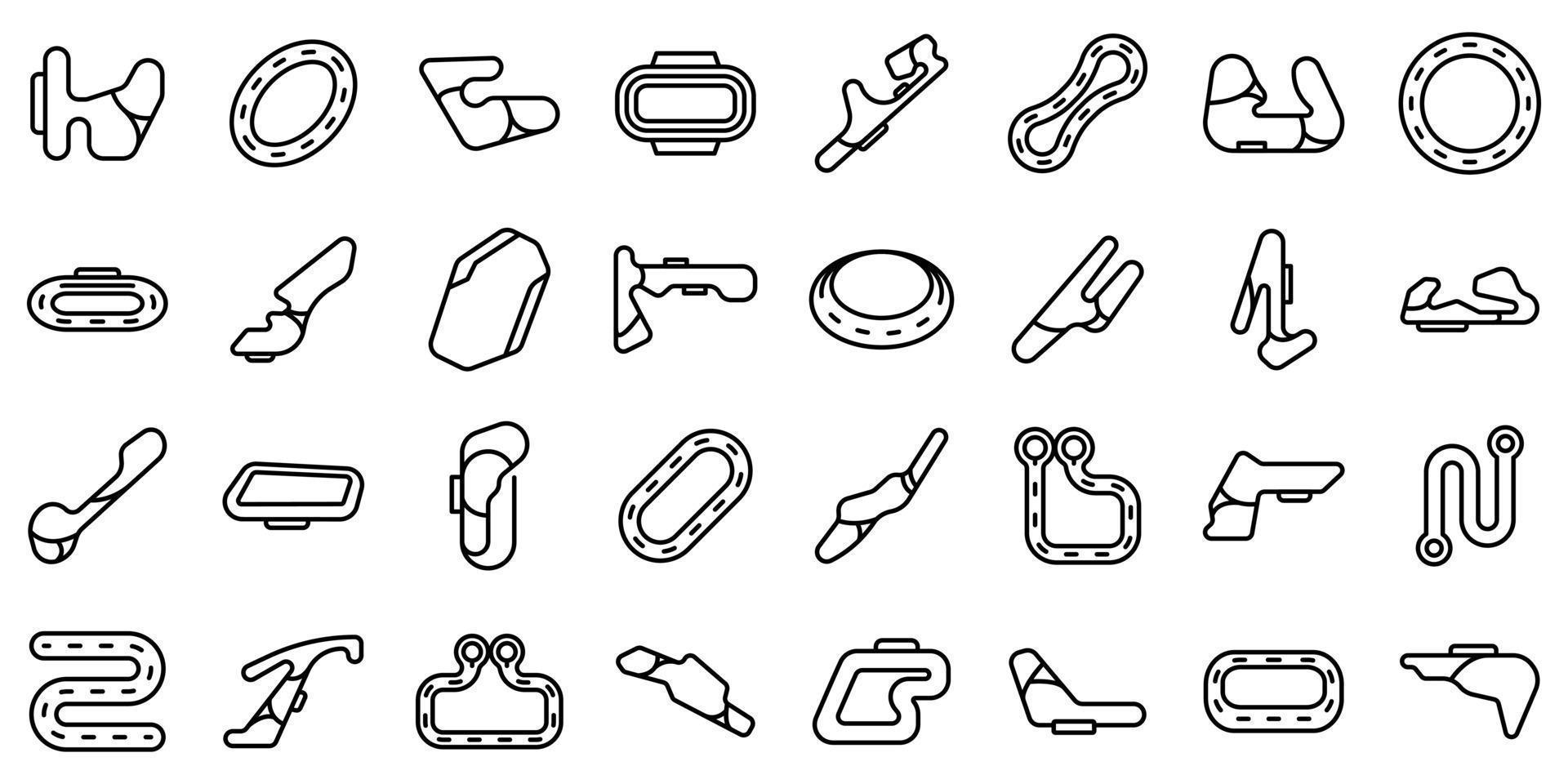 Racetrack icons set outline vector. Track map vector