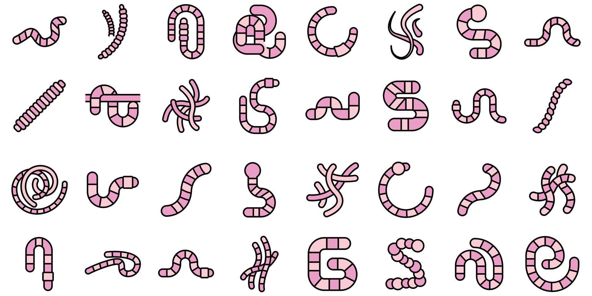 Worm icons set vector flat