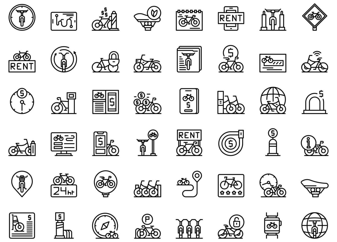 Bike sharing icons set outline vector. Bicycle station vector