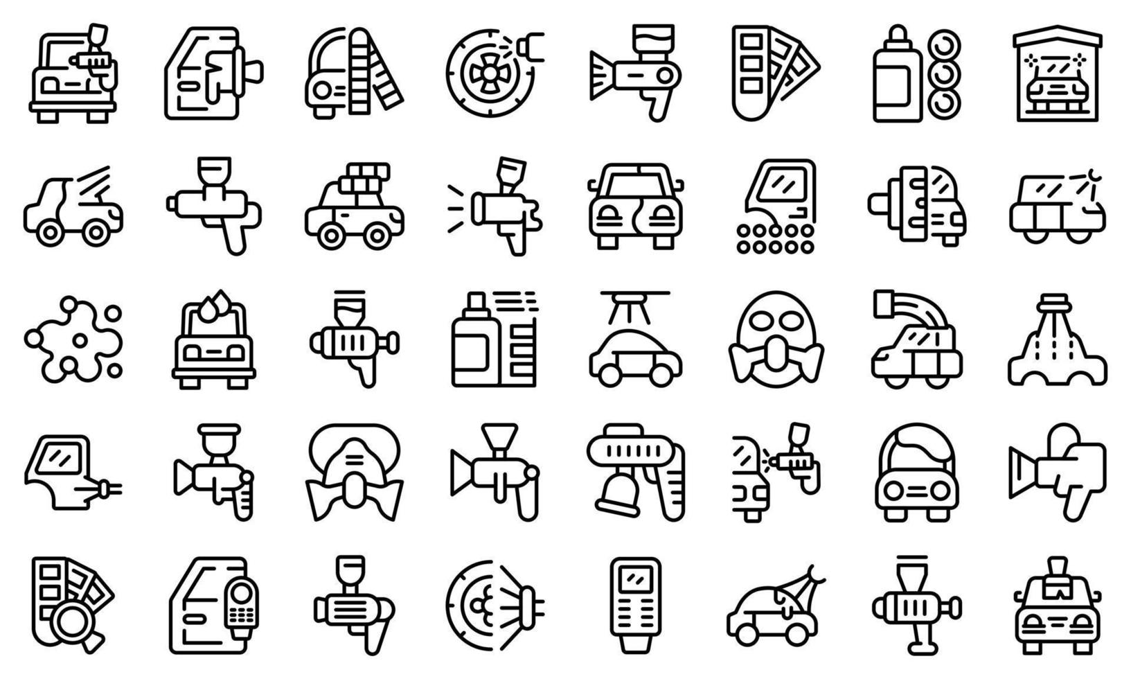 Car painting icons set outline vector. Spray garage vector