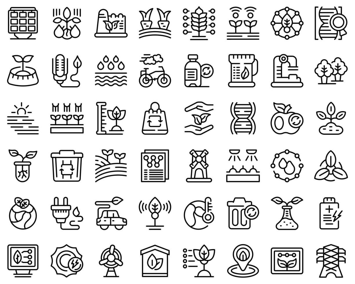 Natural technology icons set outline vector. Factory recycle vector