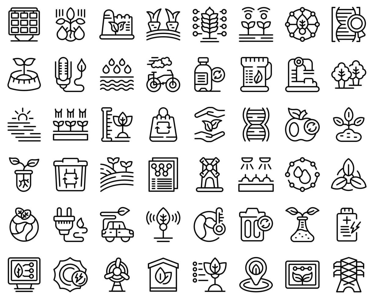 Natural technology icons set outline vector. Factory recycle vector