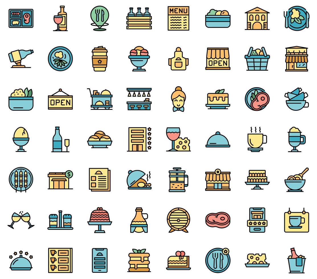 Restaurant business icons set vector flat