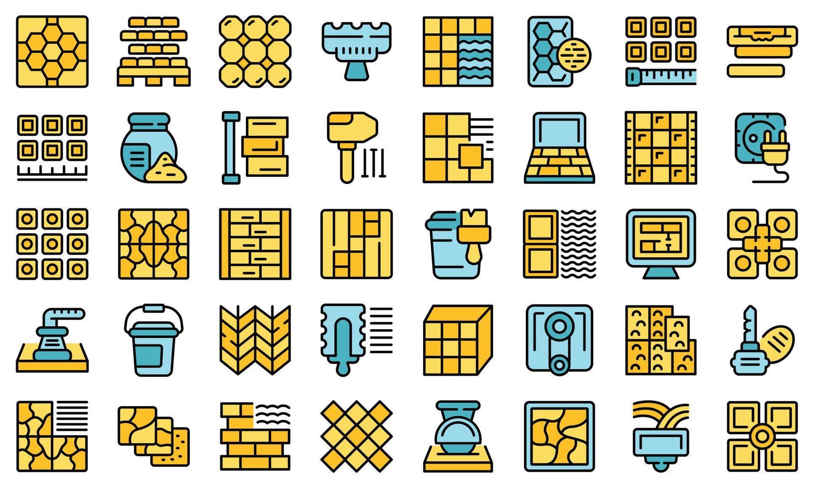 Installing tiles icons set vector flat