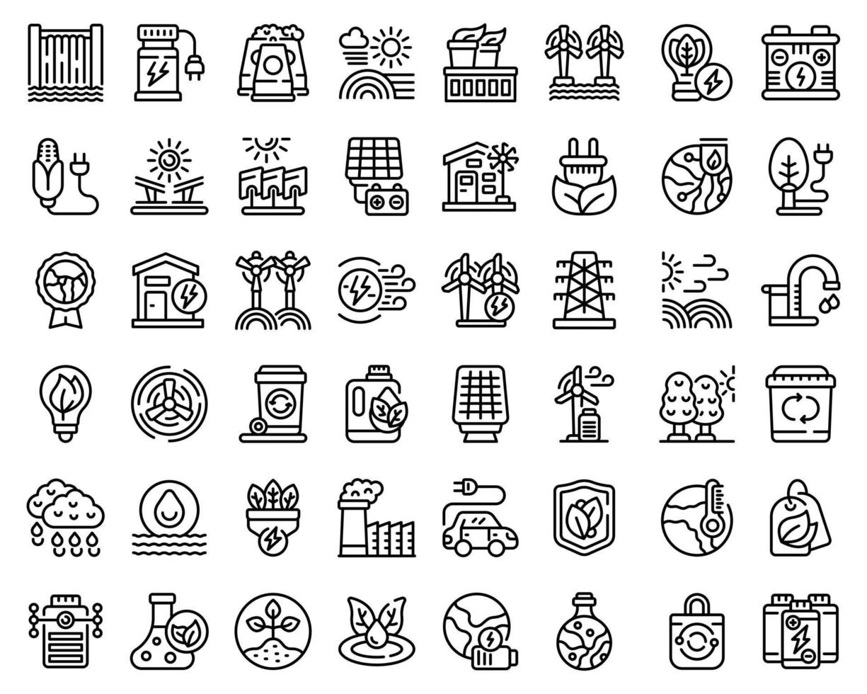 Renewable energy icons set outline vector. Save clean vector