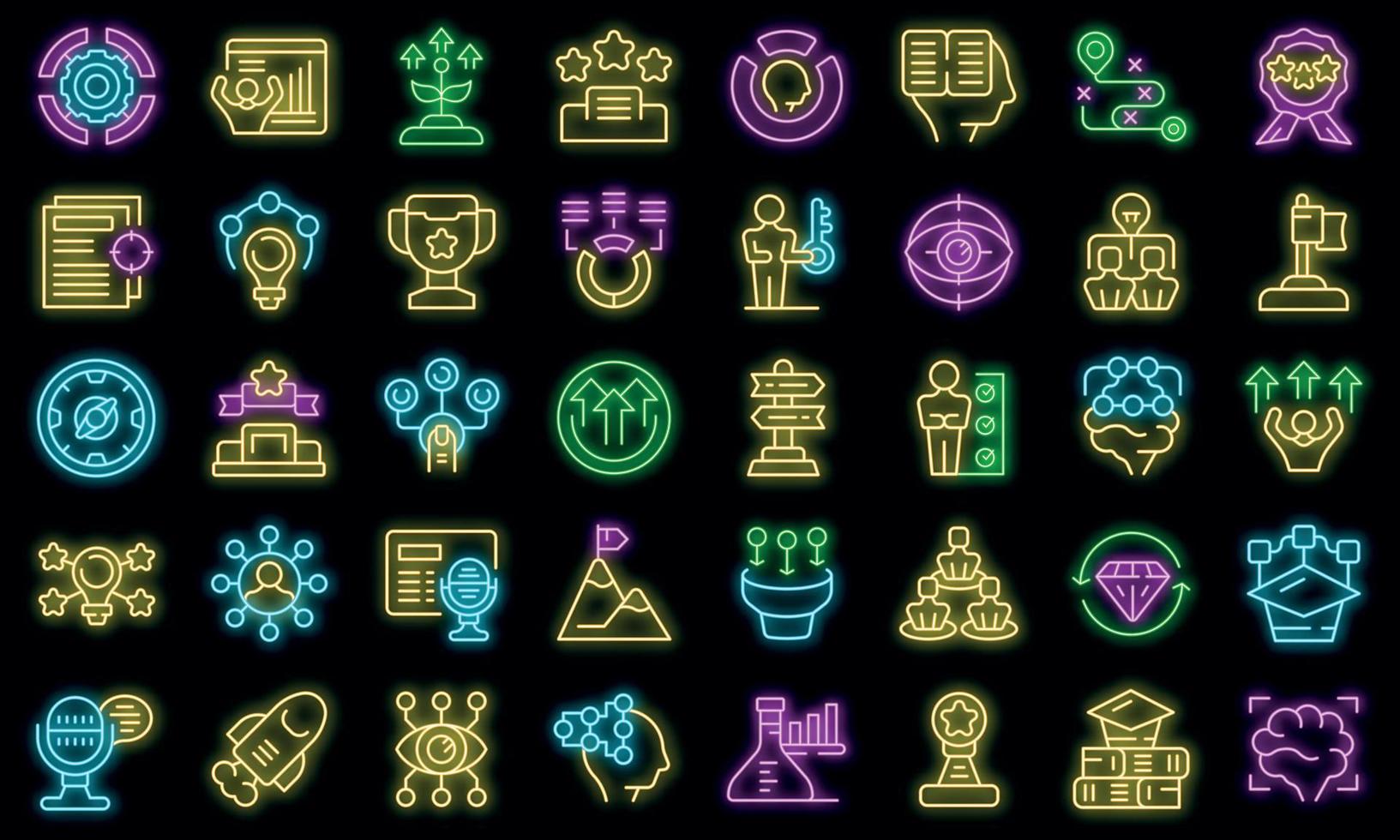 Expert icons set outline vector. Personal talent vector neon