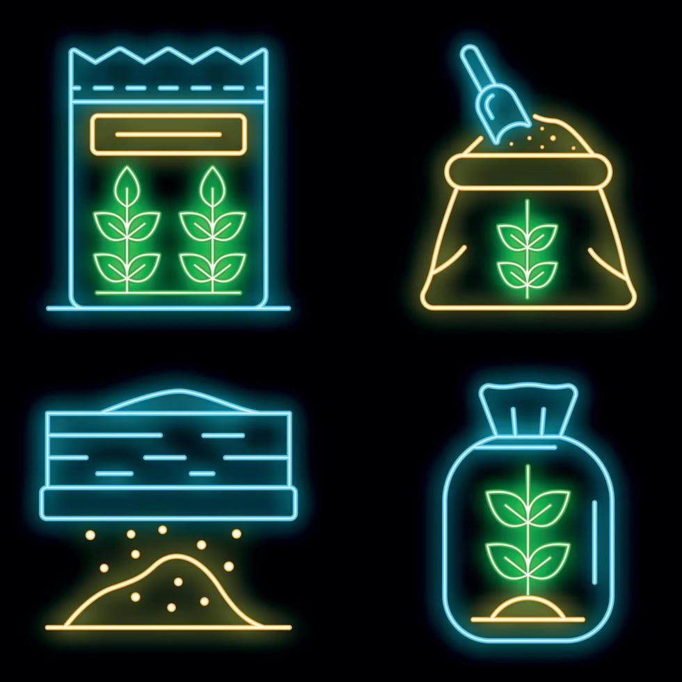 Flour icons set vector neon