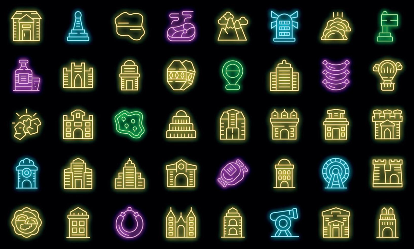 Soy food icons set outline vector. Milk soya vector neon