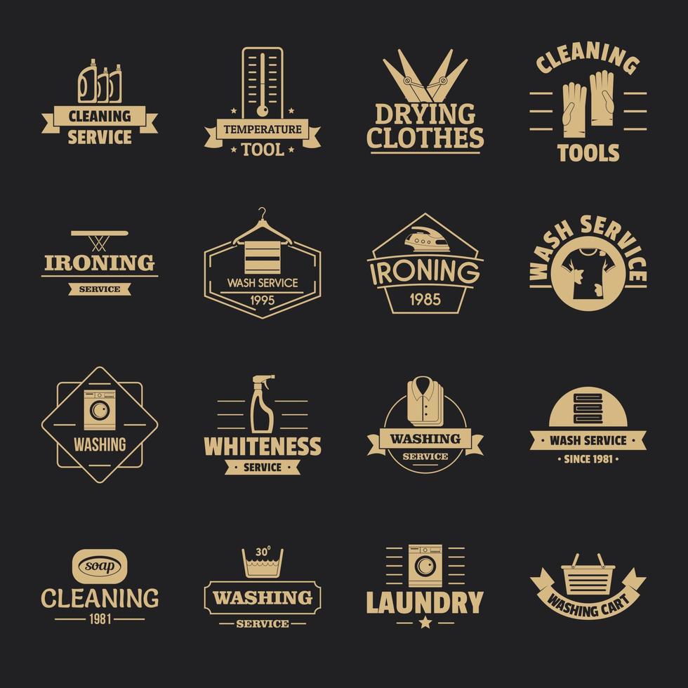 Laundry cleaning logo icons set, simple style vector