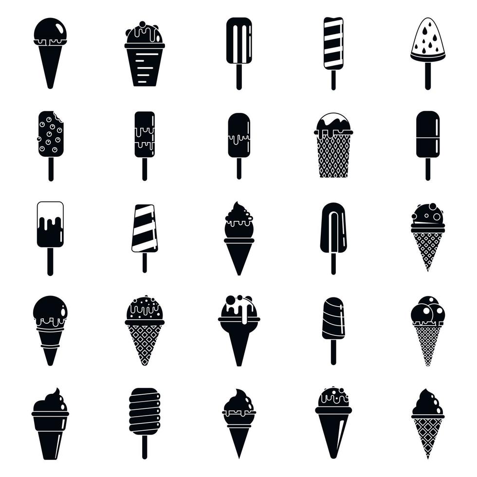 Summer ice cream icons set, simple style vector