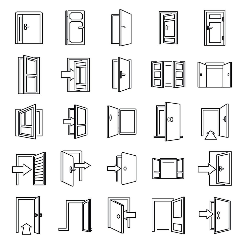 conjunto de iconos de salida de entrada, estilo de contorno vector