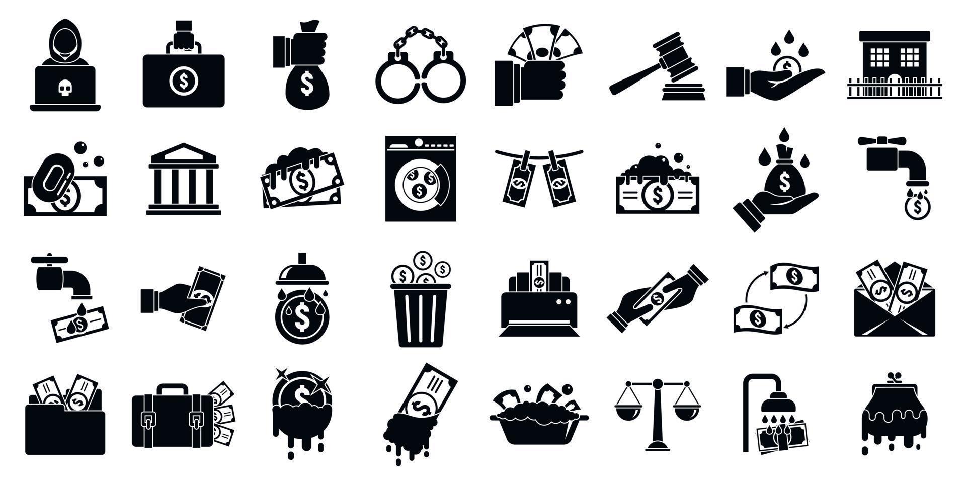 Money laundering icons set, simple style vector