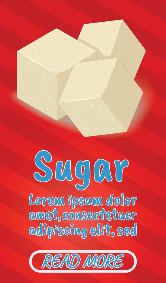 Sugar concept banner, comics isometric style vector