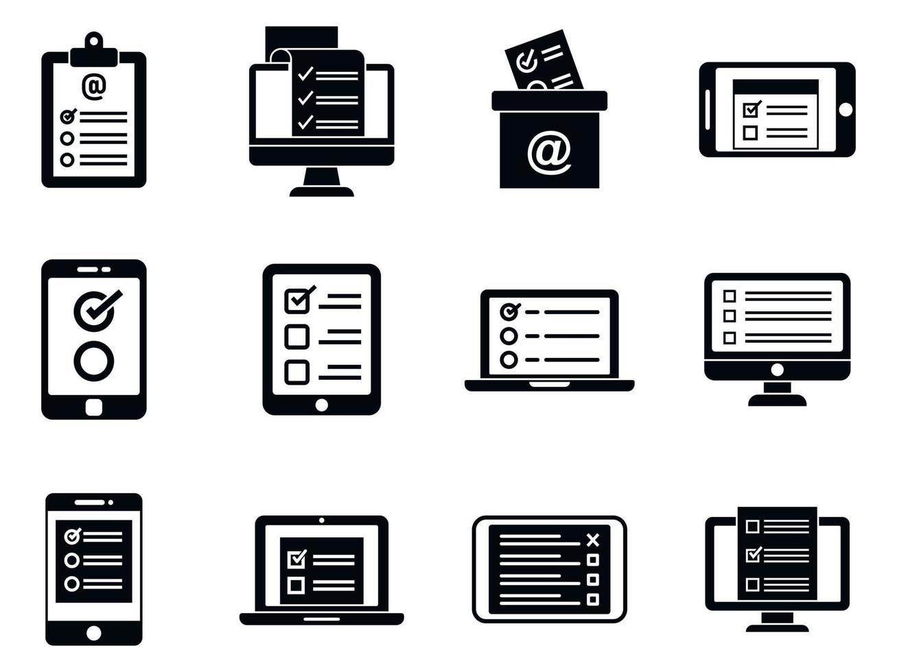 Online survey form icons set, simple style vector