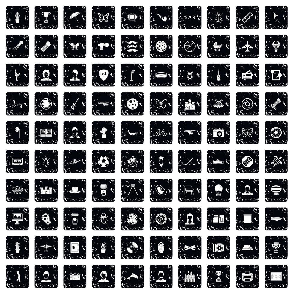 100 iconos de fotos, estilo grunge vector