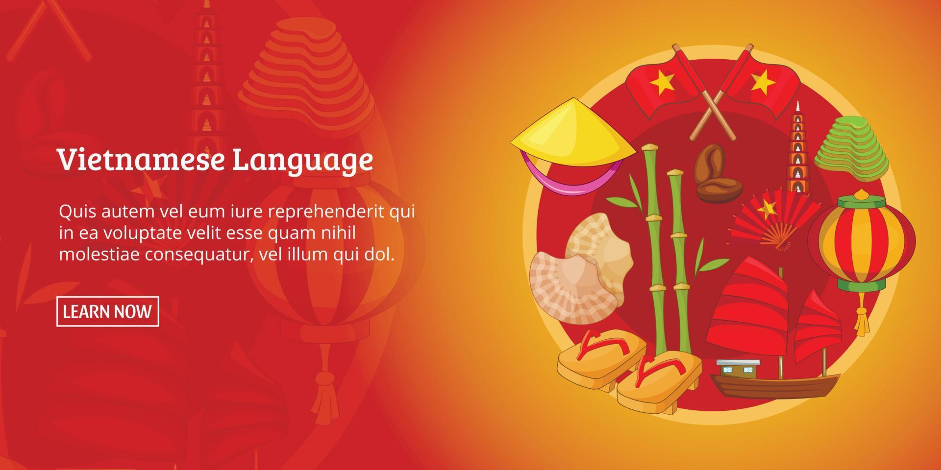 banner de vietnam horizontal, estilo de dibujos animados vector