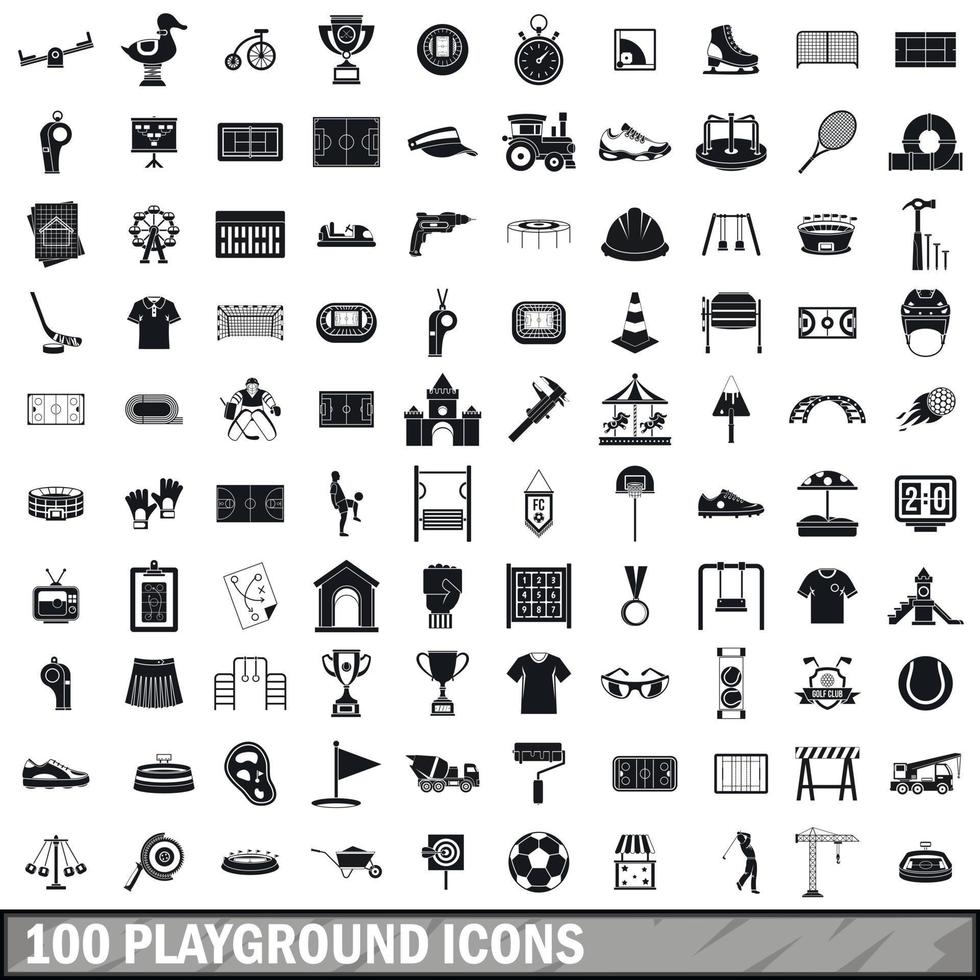 100 juegos de iconos, estilo simple vector