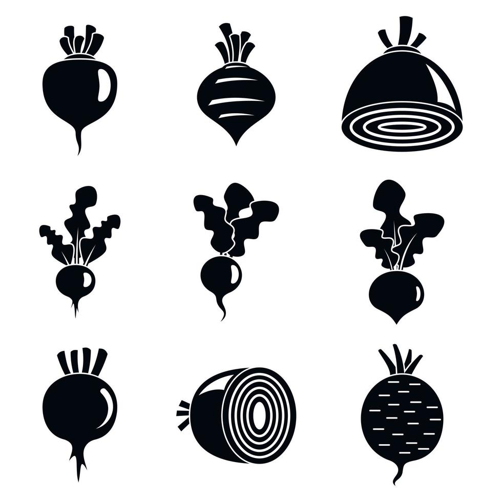 Beetroot icons set, simple style vector