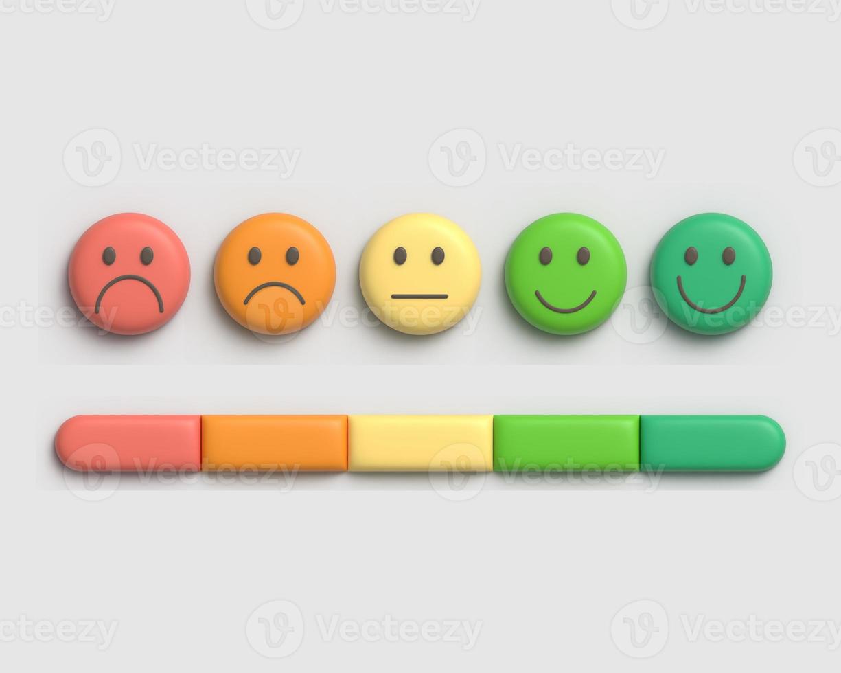 3D illustration of satisfaction scale of user experience for both good and bad photo