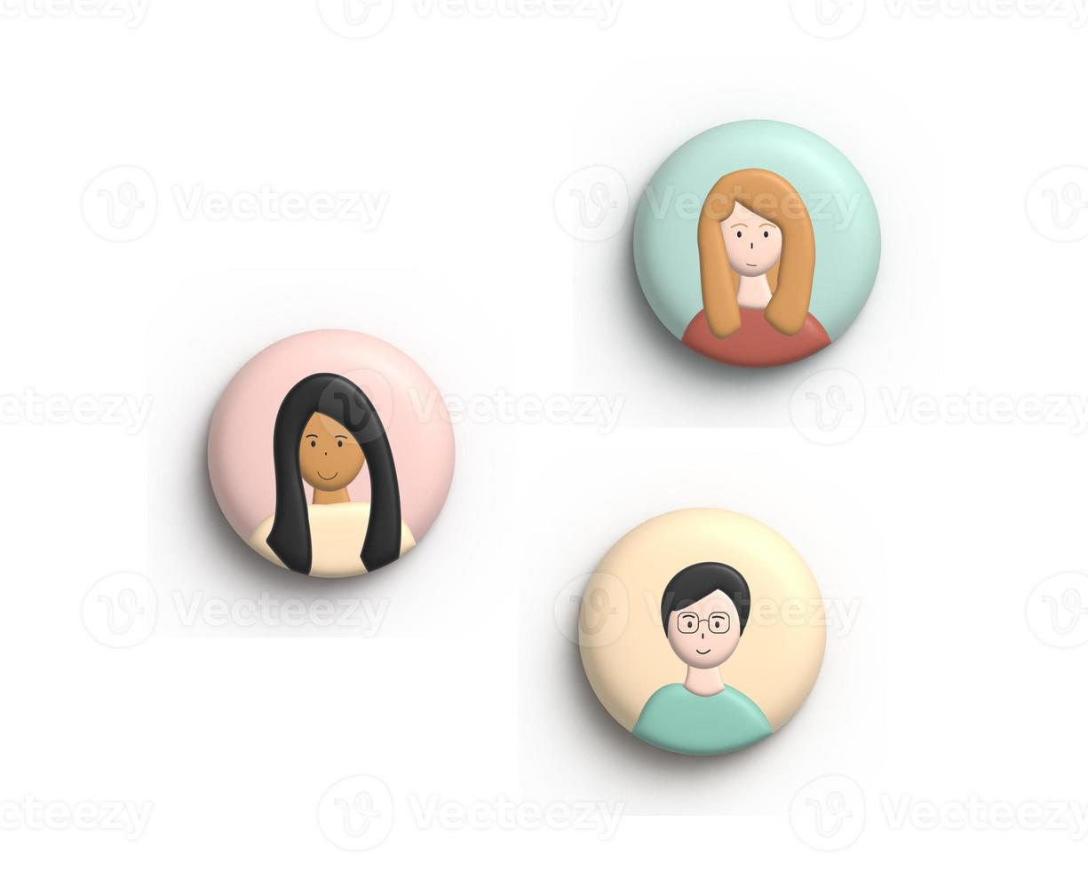 Cute 3d illustration of avatar human character photo
