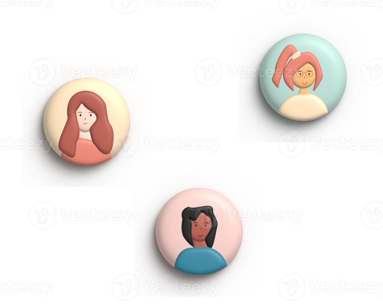 Cute 3d illustration of avatar human character photo