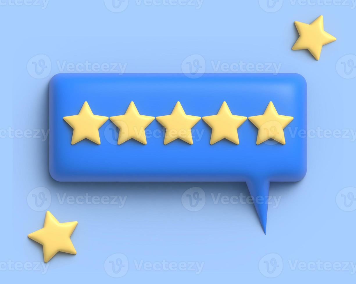 3D illustration of five star review of good user experience photo