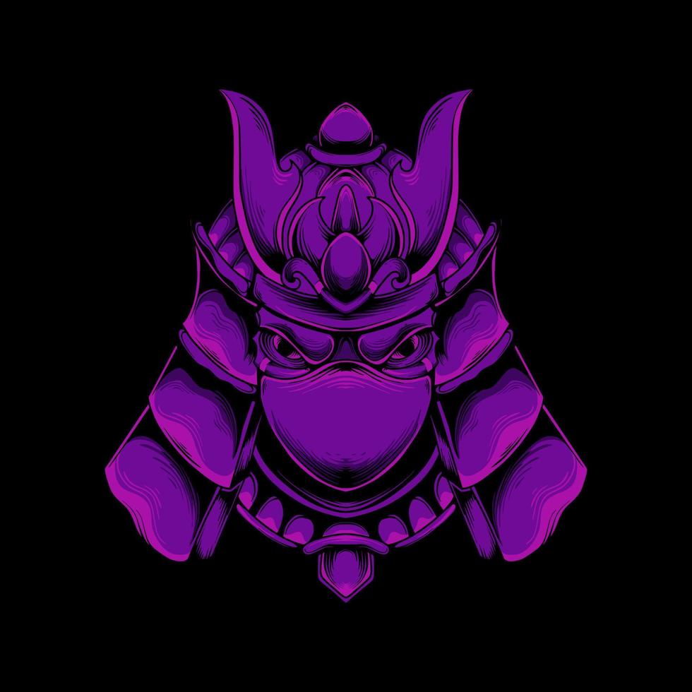 bandit head with samurai helmet vector illustration