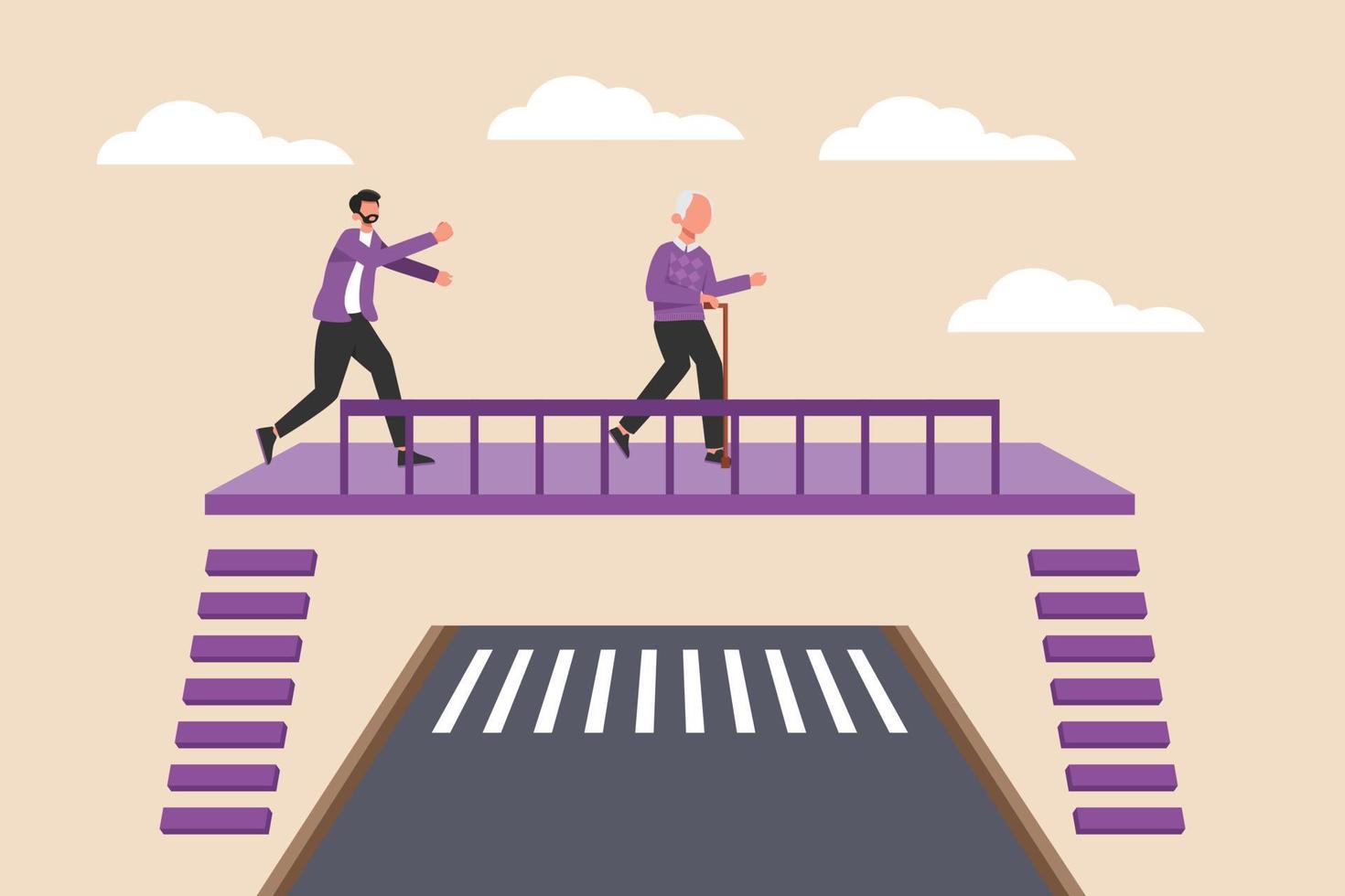 un hombre y su abuelo están cruzando el puente peatonal. concepto de carretera o tráfico. ilustración vectorial plana aislada. 8882050 Vector en Vecteezy un hombre y su abuelo están cruzando el puente peatonal. concepto de carretera o tráfico. ilustración vectorial plana aislada. 8882050 Vector en Vecteezy