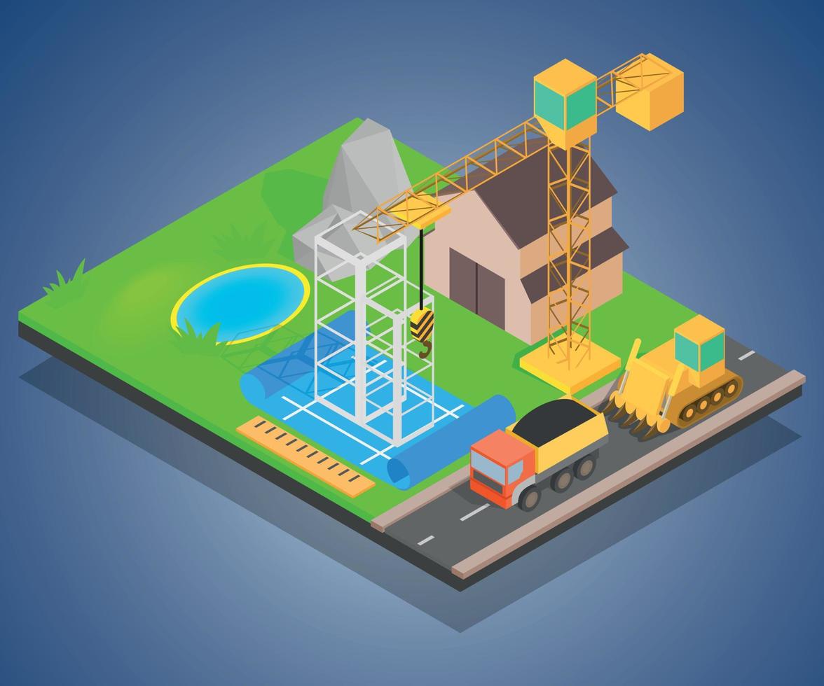 Erect concept banner, isometric style vector