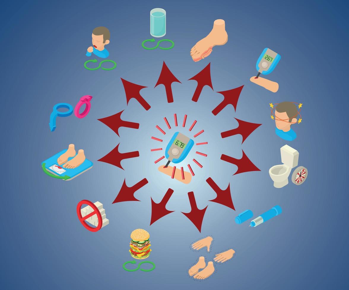 Diabetic concept banner, isometric style vector