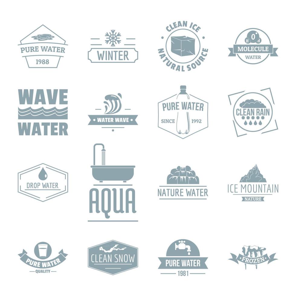 Water logo icons set, simple style vector