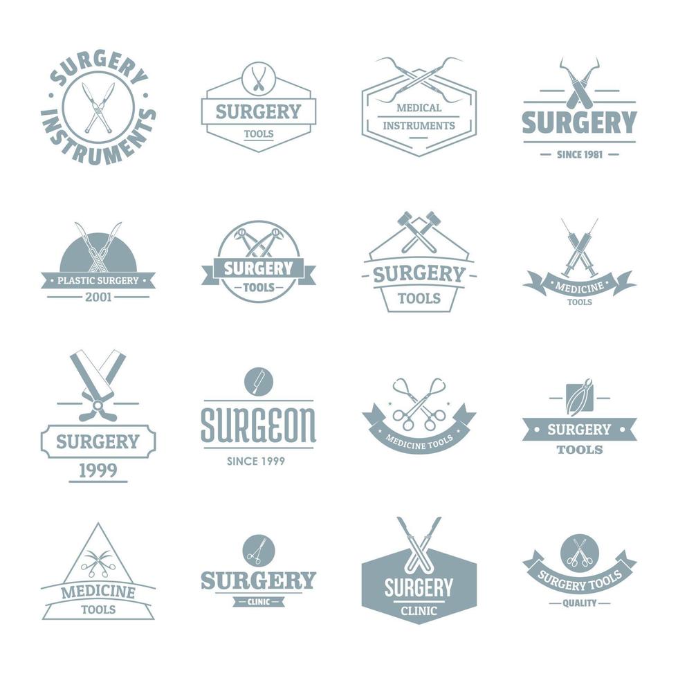 Surgery tools logo icons set, simple style vector