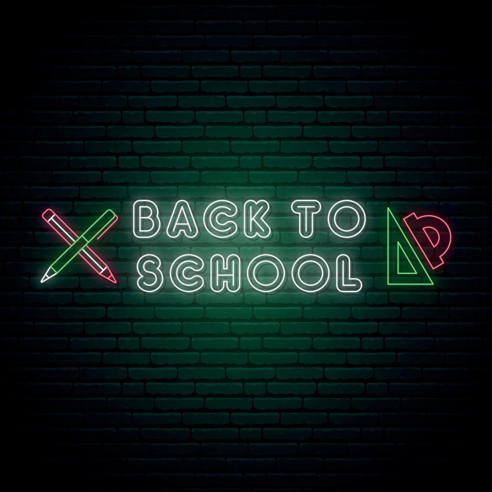 Back to School neon signboard. vector