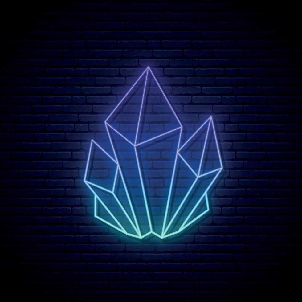 Crystal neon sign vector