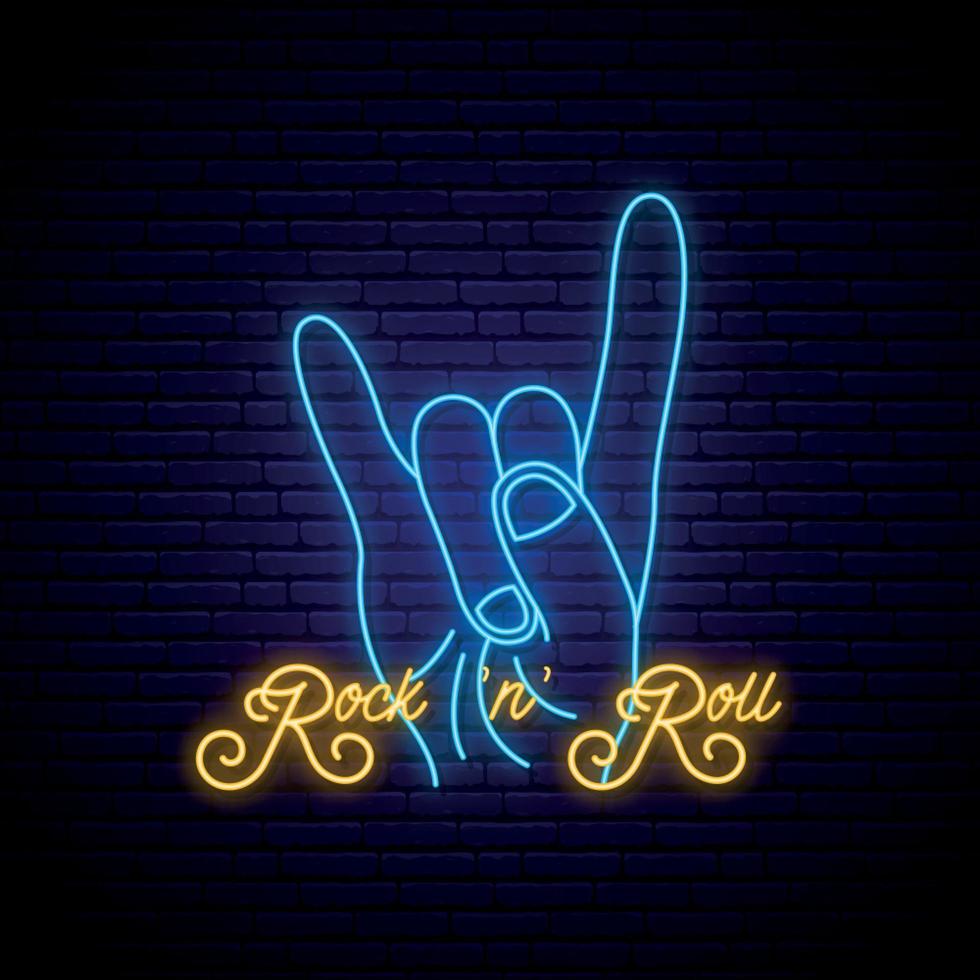 Rock music neon sign. vector