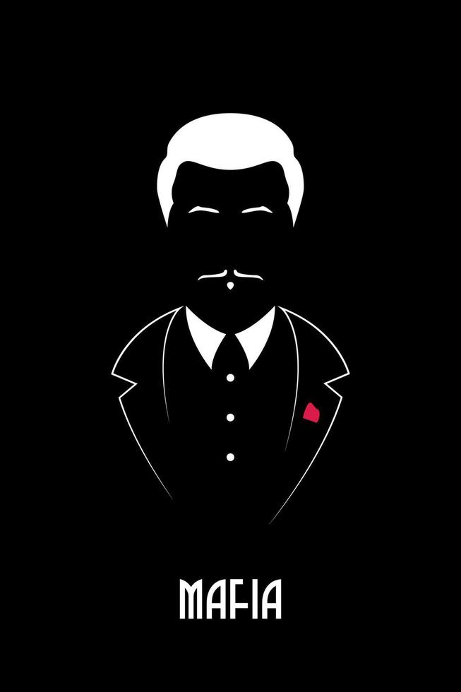 jefe mafioso con bigote y esmoquin. vector