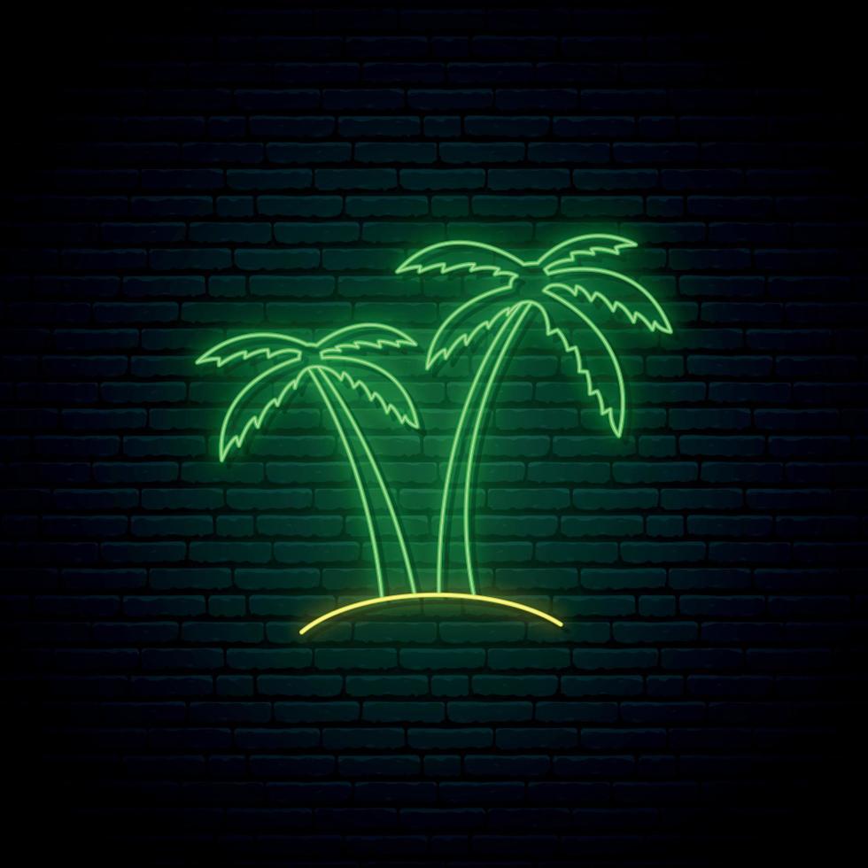 Neon palm sign. vector