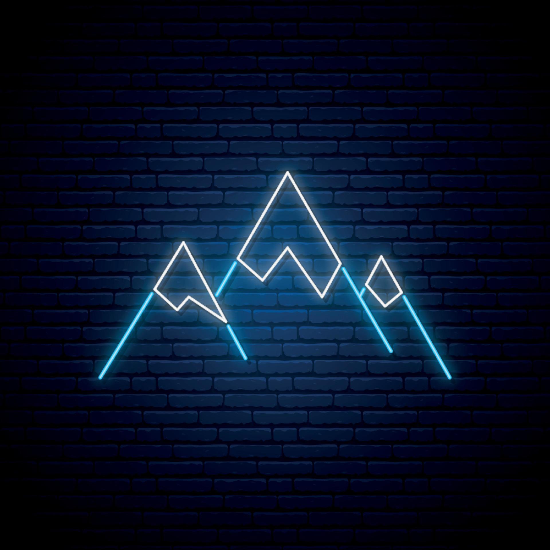 Neon mountains sign. 8882263 Vector Art at Vecteezy