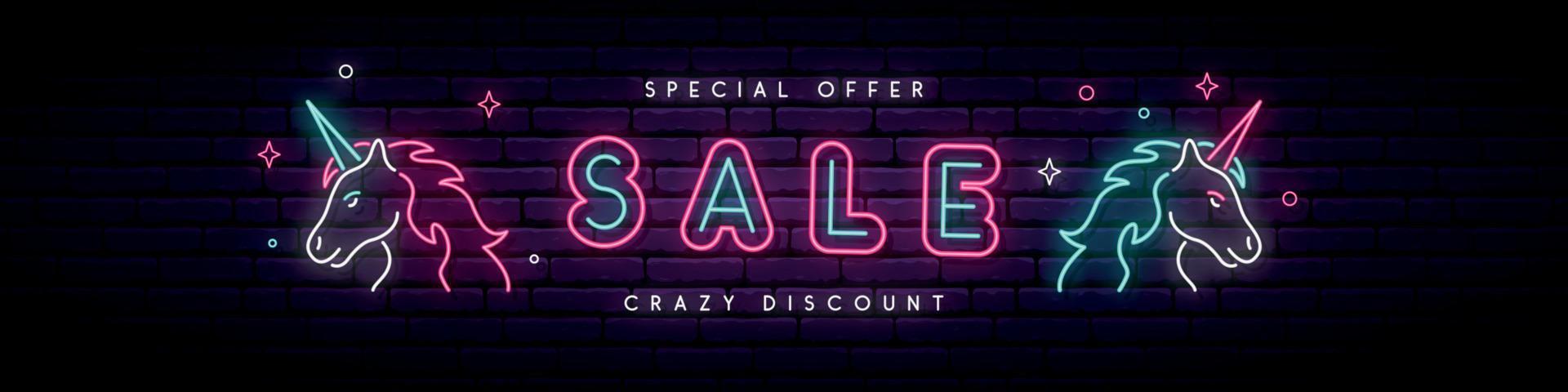 Neon Sale sign. vector