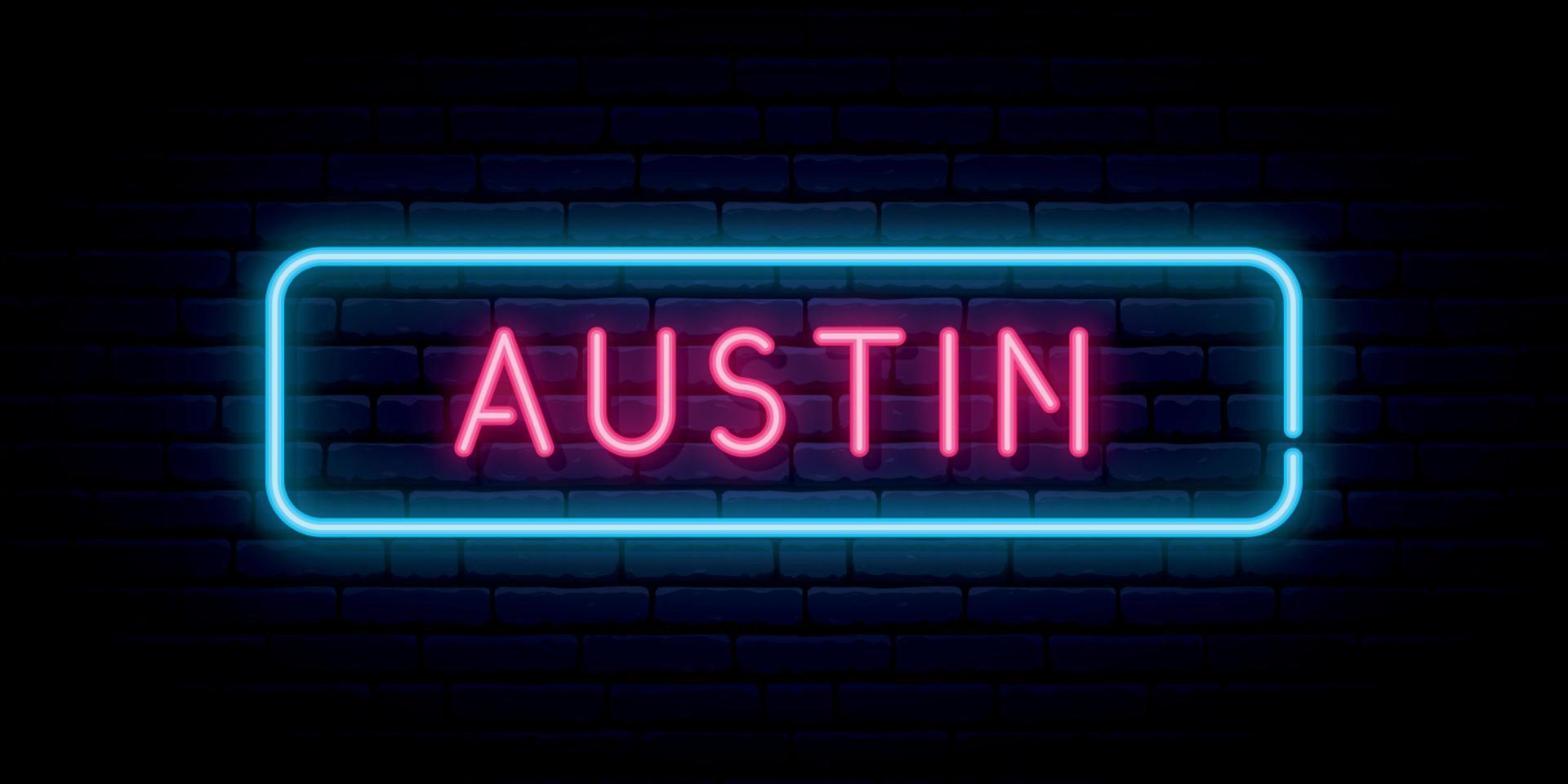 Austin neon sign. vector