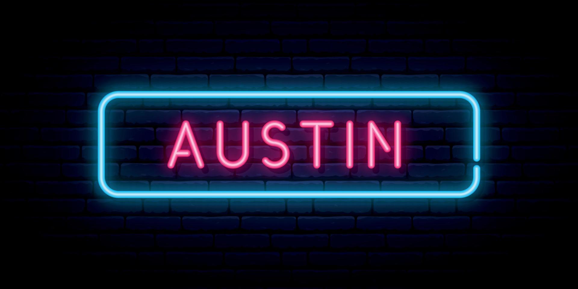 cartel de neón de austin. vector